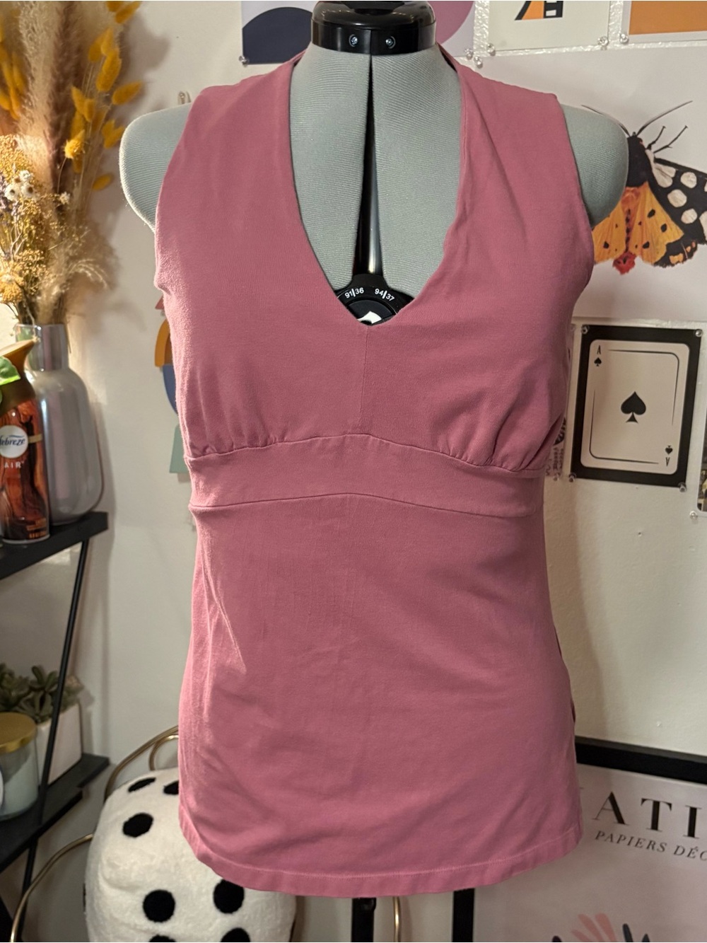 a.n.a Mauve Sleeveless V‑Neck Blouse L
